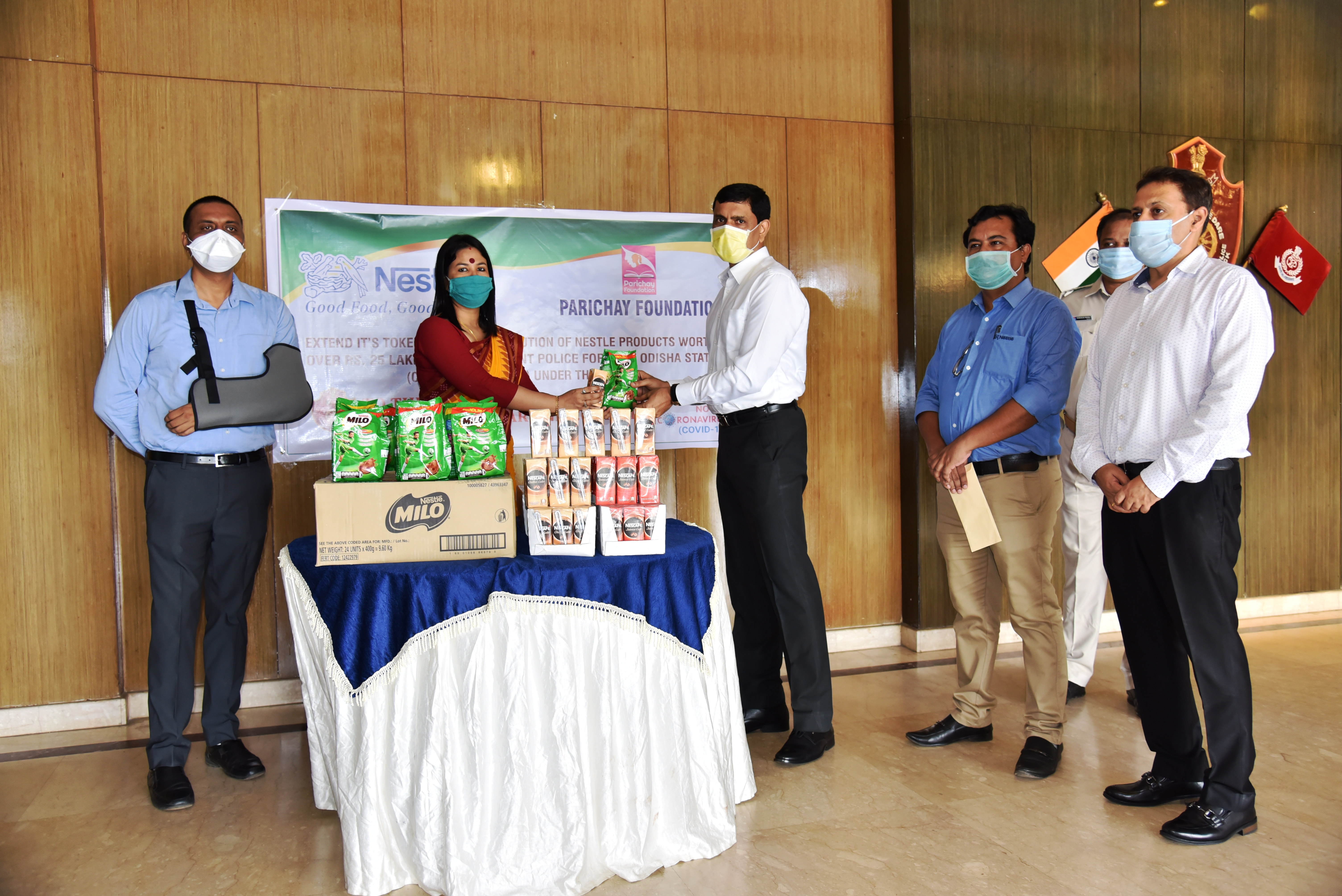 On 26.05.2020 Packaged cold coffee & energy drinks from Nestle India meant for our staff on duty.