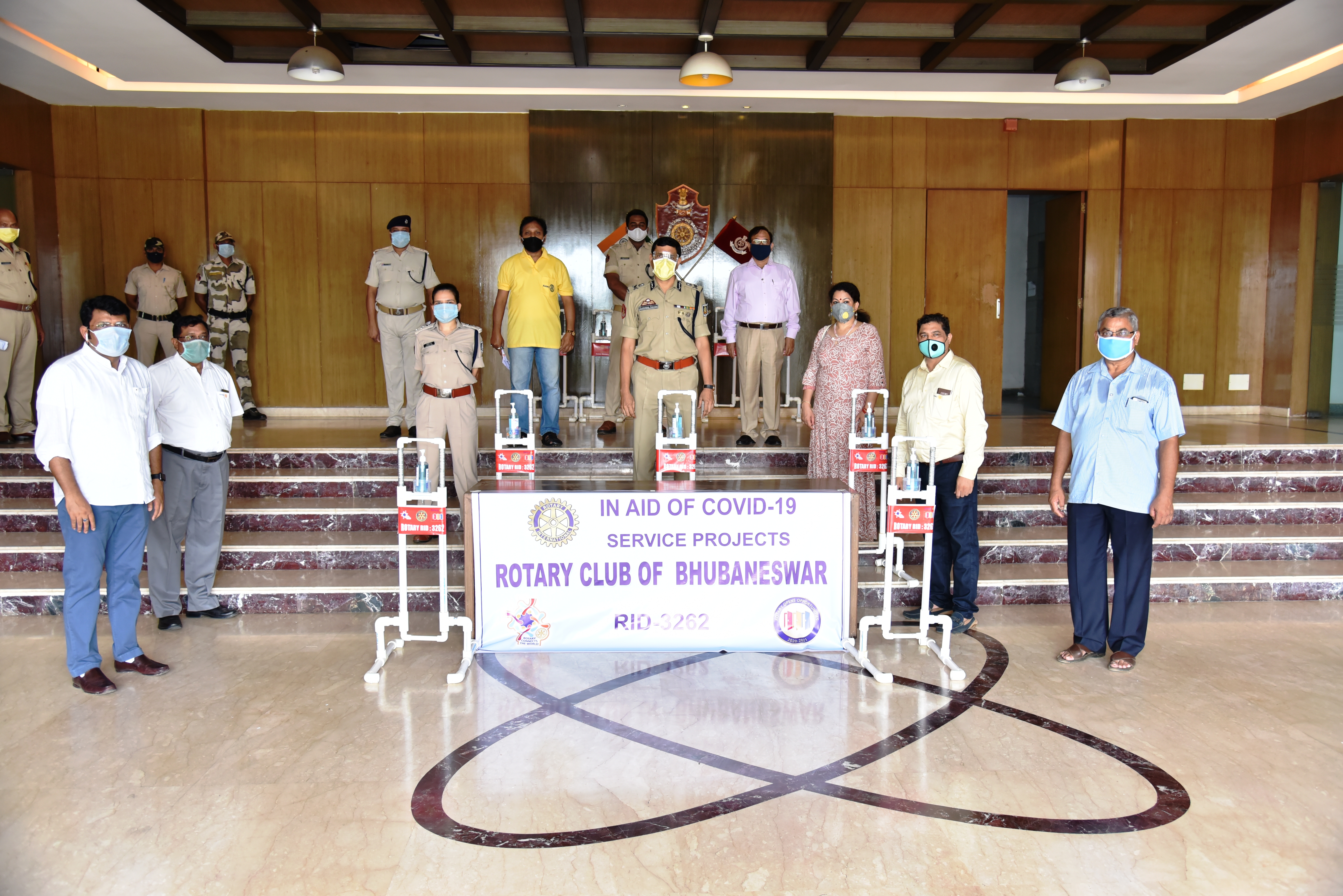 On 29.05.2020 We thank Rotary Club Unit-IX Bhubaneswar for donating 10  Hands-free Sanitizer systems at Police Seva Bhavan for use  by our personnel.