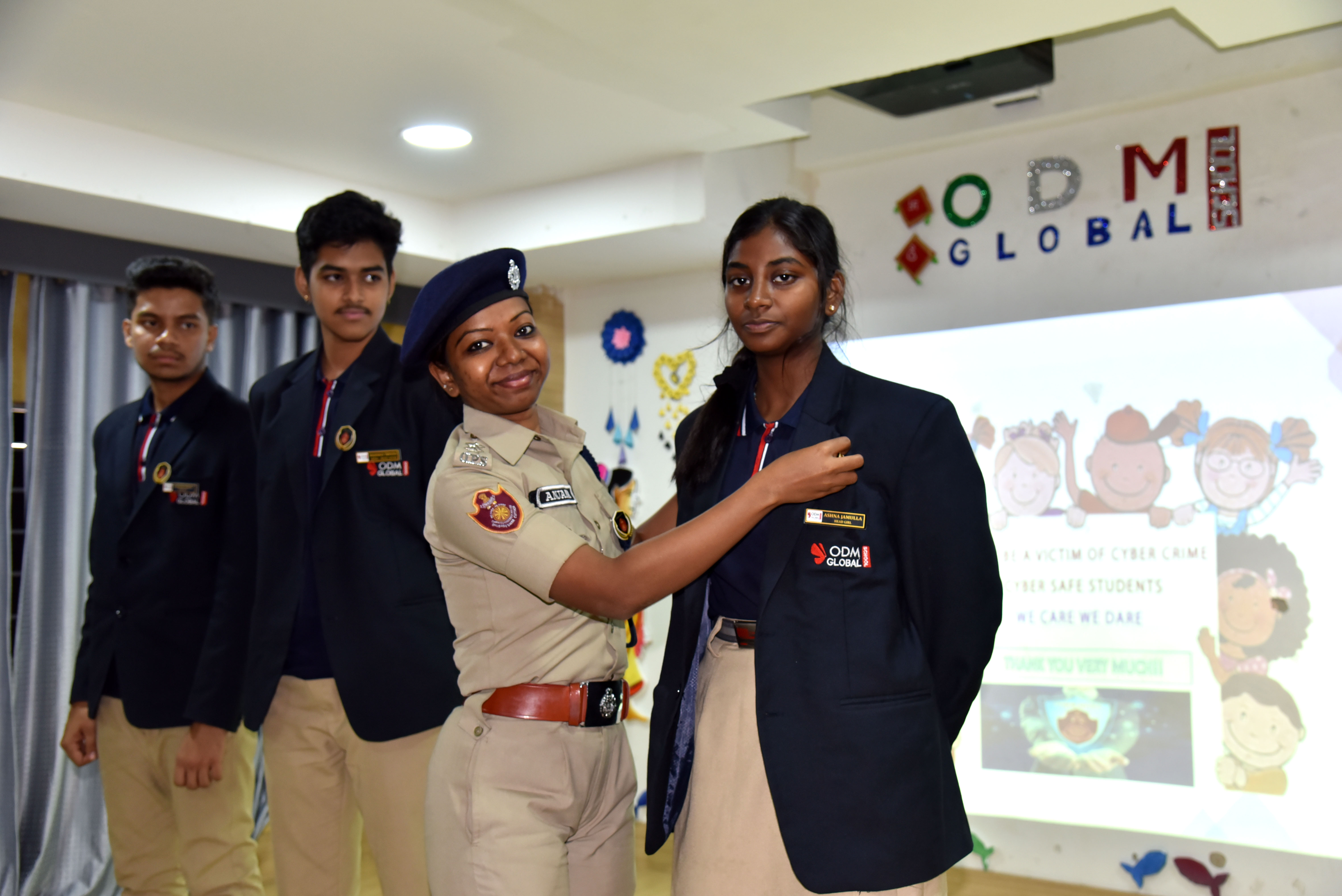 The Cyber and Traffic Awareness Programme was done by ACP Anjana Tudu and IIC Cyber PS Rasmita Jena and her staffs along with Traffic IIC and SI of CSPUR Traffic at ODM Global School under Chandaka PS. Bhubaneswar on 17.12.2022.