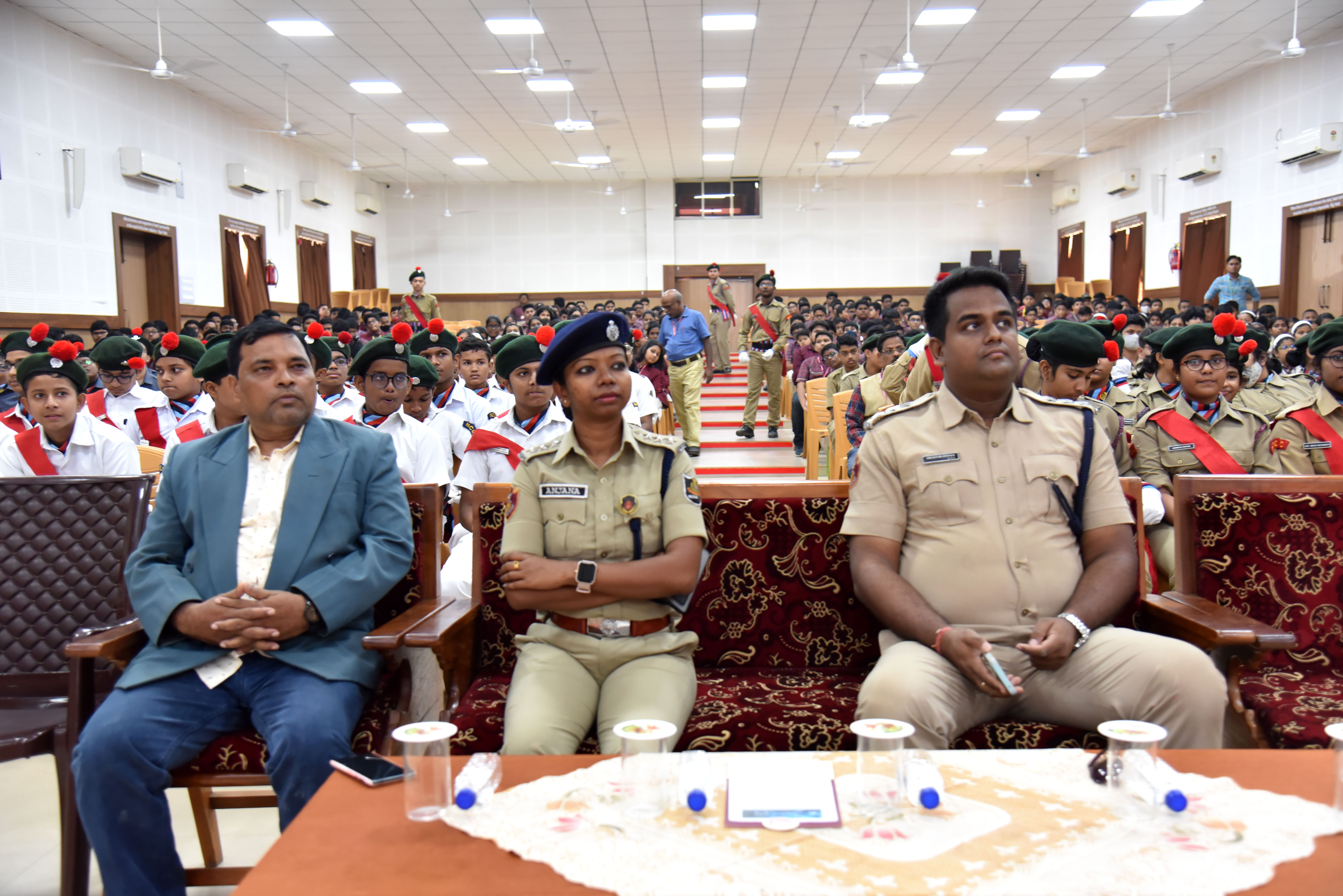 The Cyber and Traffic Awareness Programme was taken up by ACP Traffic Swastik Panda and ACP Anjana Tudu and Police Staffs of Cyber PS at DAV Public School, Pokhariput, Bhubaneswar on 12.12.2022.