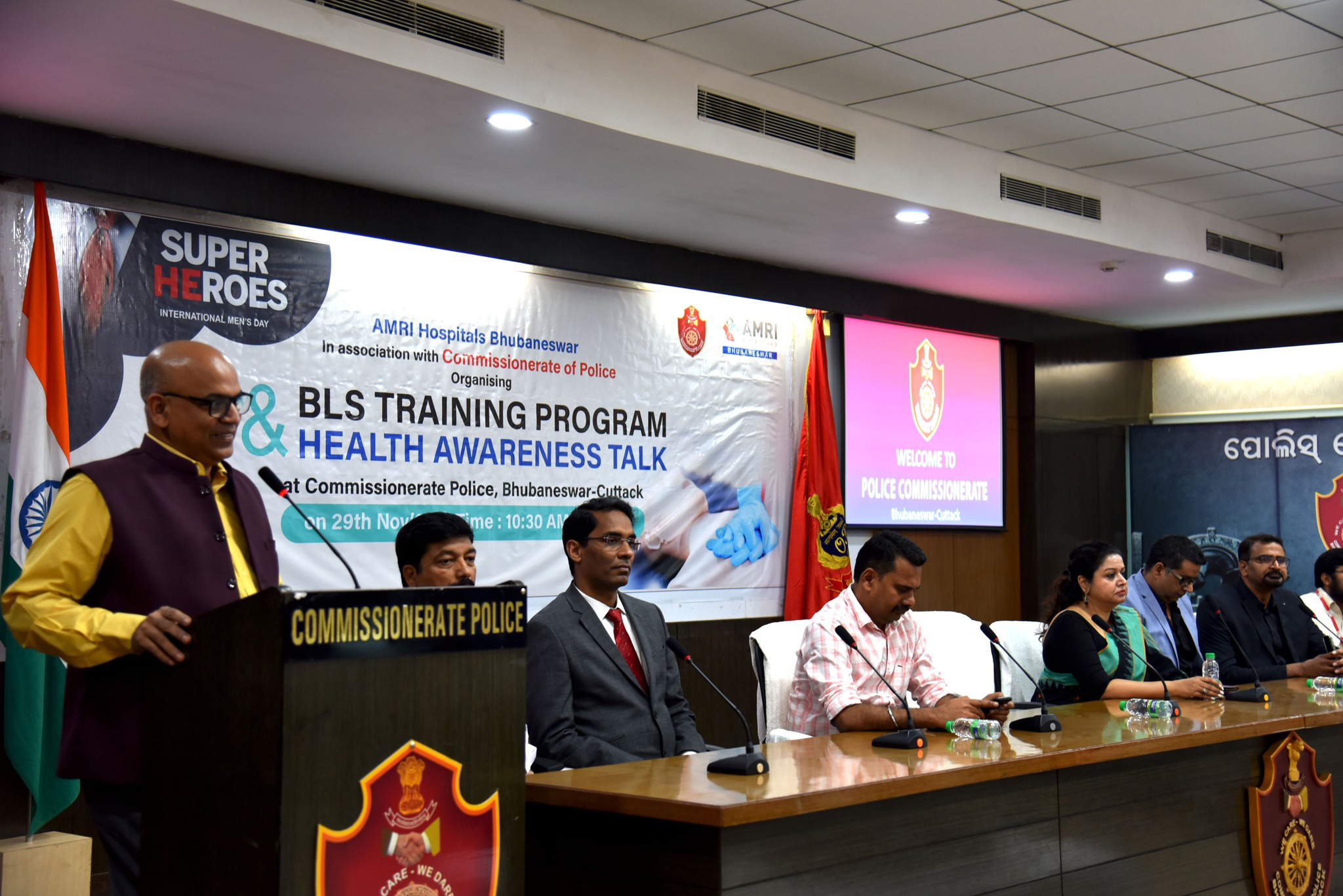 A BLS Training Programme & Health Awareness Talk by AMRI Hospitals, Bhubaneswar in association with Commissionerate Police at Police Seva Bhawan, Bhubaneswar on 29.11.2022.