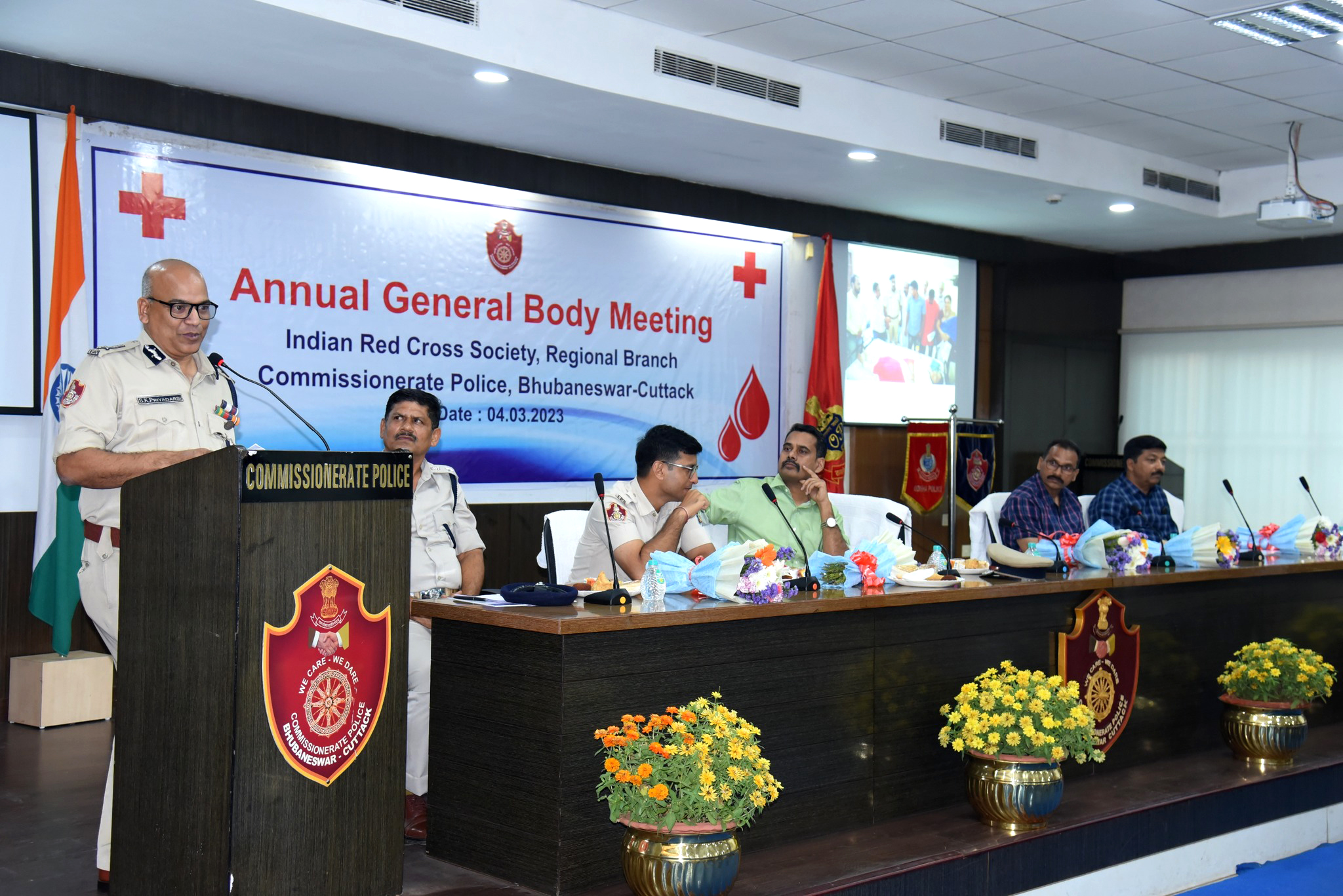 On 04.03.2023 the Annual General Body meeting with a special programme to felicitate the blood camp organizers held in the conference hall of CP Hdqrs, by IRCS, RB, Commissionerate Police Bhubaneswar-Cuttack.