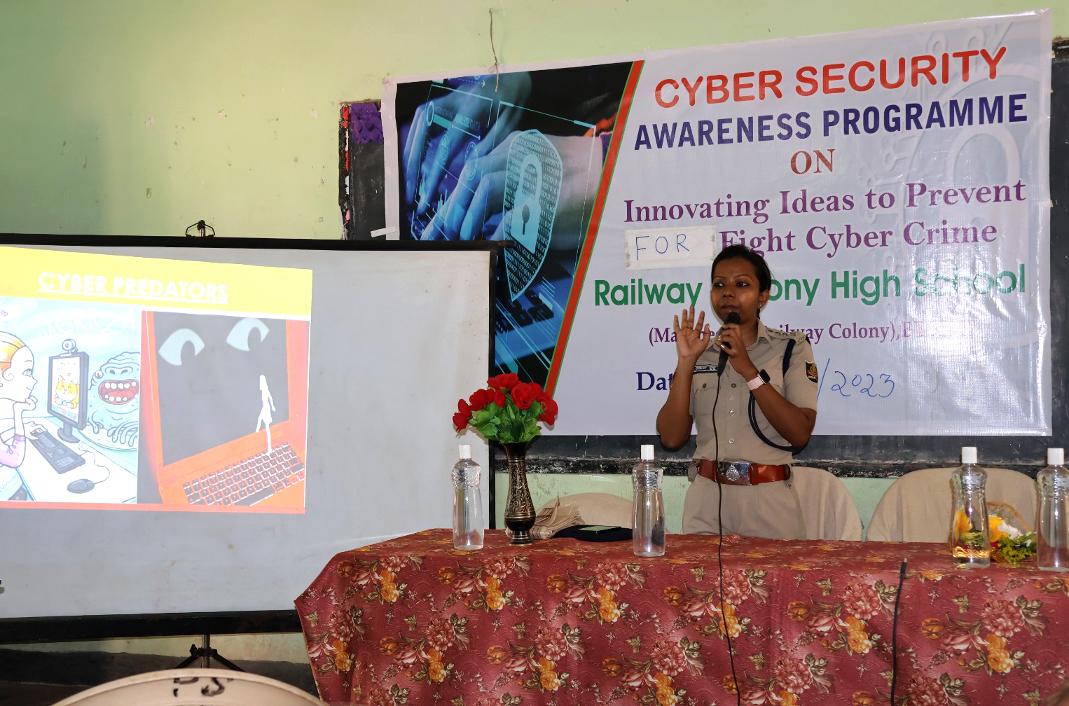 Cyber Awareness Programme held at Mancheswar Railway Colony High School, Bhubaneswar on 27.03.2023.