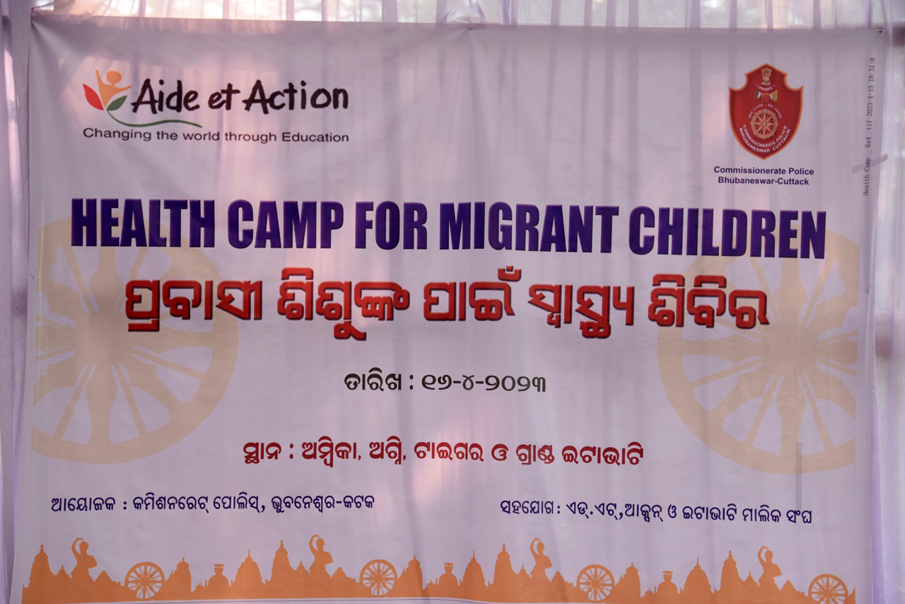 Free Health Camp for Migrant Children was held by Ambika, Agni, Tiger & Grand Bricklin Owners at Balianta in collaboration with Aide et Action and Commissionerate Police on 16.04.2023.