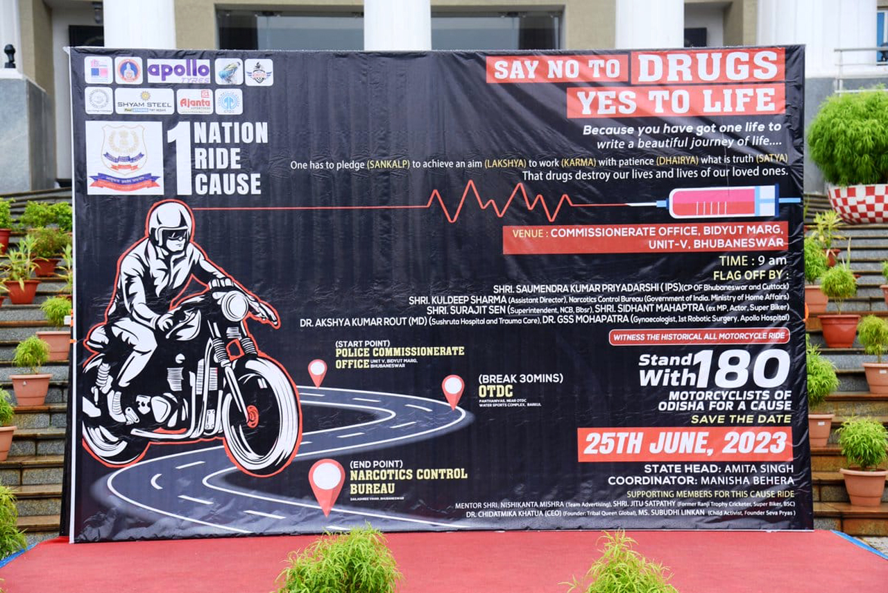 “Say No To Drugs & Yes To Life” An empowering and encouraging Anti-Drugs Drive by Motorcycle Riders was held campaigning “Say No To Drugs & Yes To Life” on 25.06.2023 from CP Office, Bhubaneswar.
