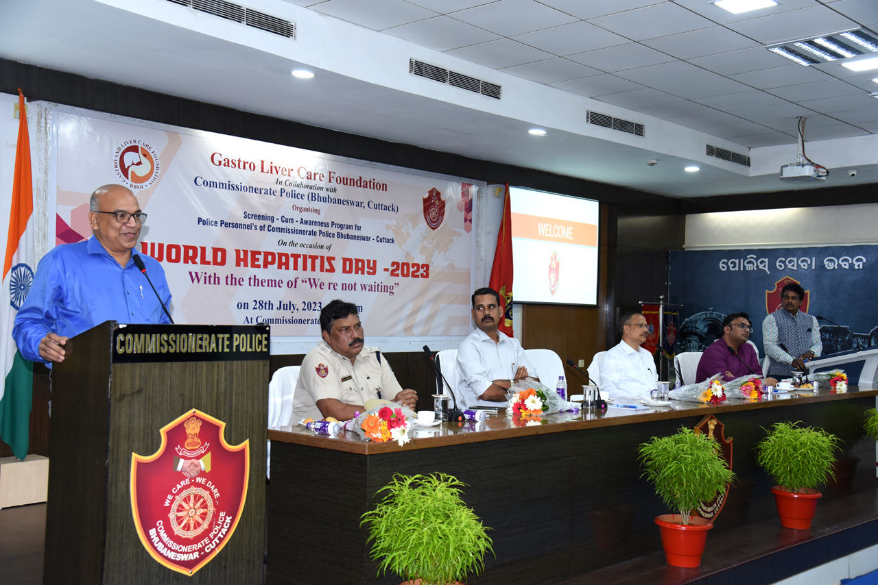 On 28.07.2023 Gastro & Liver Care Foundation in collaboration with Commissionerate Police, Bhubaneswar-Cuttack organised a Screening-Cum-Awareness Program at Police Seva Bhawan, Bhubaneswar for Police Personnel on the occasion of World Hepatitis Day-2023.