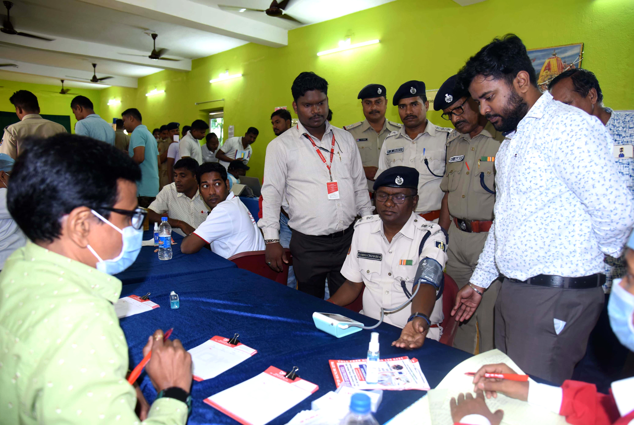 Aiding a Free Health Camp catered to 275 Police personnel & families at OSAP 7th Bn., Bhubaneswar on 22.03.2024 organised by the Police Commissionerate in collaboration with Om Health Care.