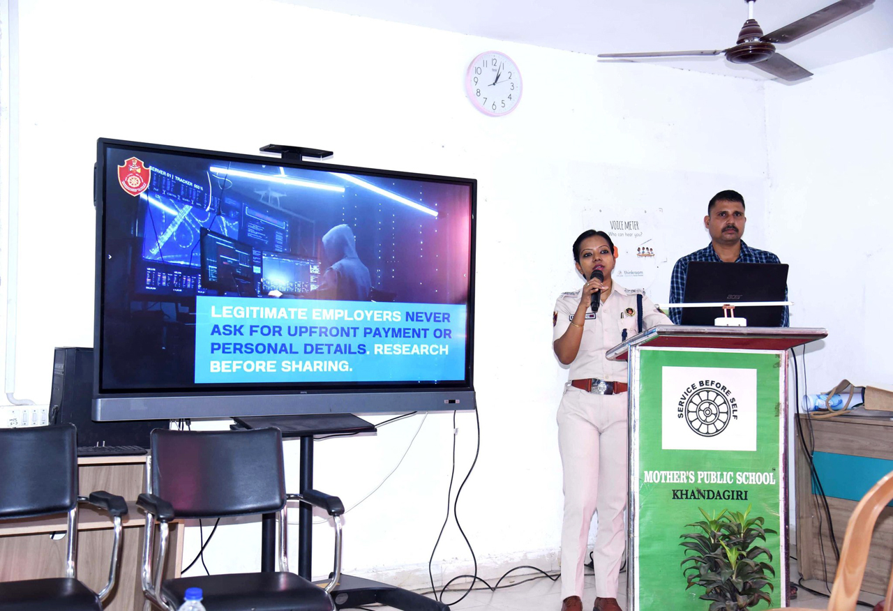 Empowering educators against cyber threats! Young Indians in collaboration with Commissionerate Police Bhubaneswar-Cuttack on 07.05.2024, interactive presentation conducted by ACP Anjana Tudu, OPS at Mother’s School Khandagiri, Bhubaneswar for a crucial session on cybercrime awareness. Let’s unite to safeguard our digital community.