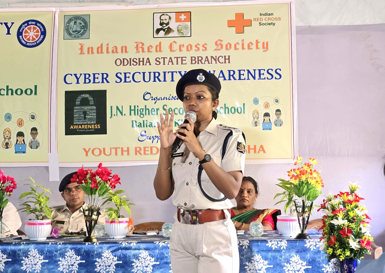 On 24.08.2024 Encouraging Students & teachers at J.N. Higher Secondary School, Balianta, Bhubaneswar with crucial cyber security insights! ACP Anjana Tudu shed light on cyber frauds, urging vigilance, emphasizing safety measures, and ensuring a safer digital journey for children.